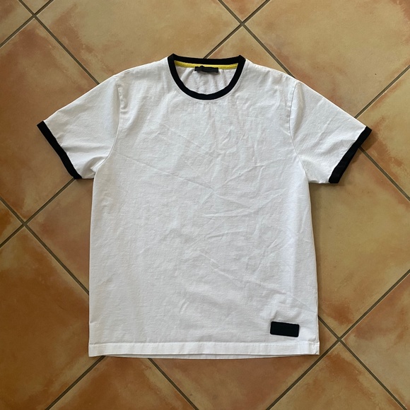 Prada White Cotton Ringer Short Sleeve T-Shirt Size XXL - Picture 1 of 6